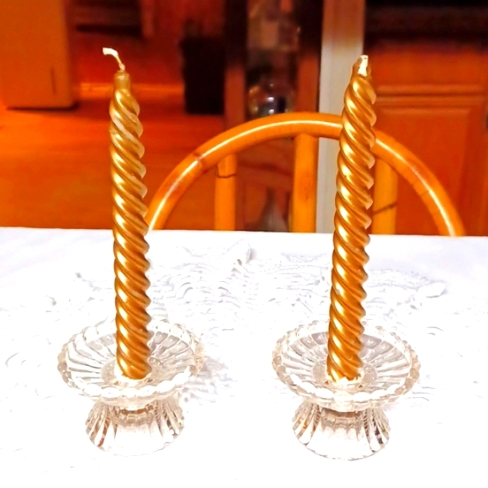 PrincessHouse Cut‎ Glass Candle Holders 2